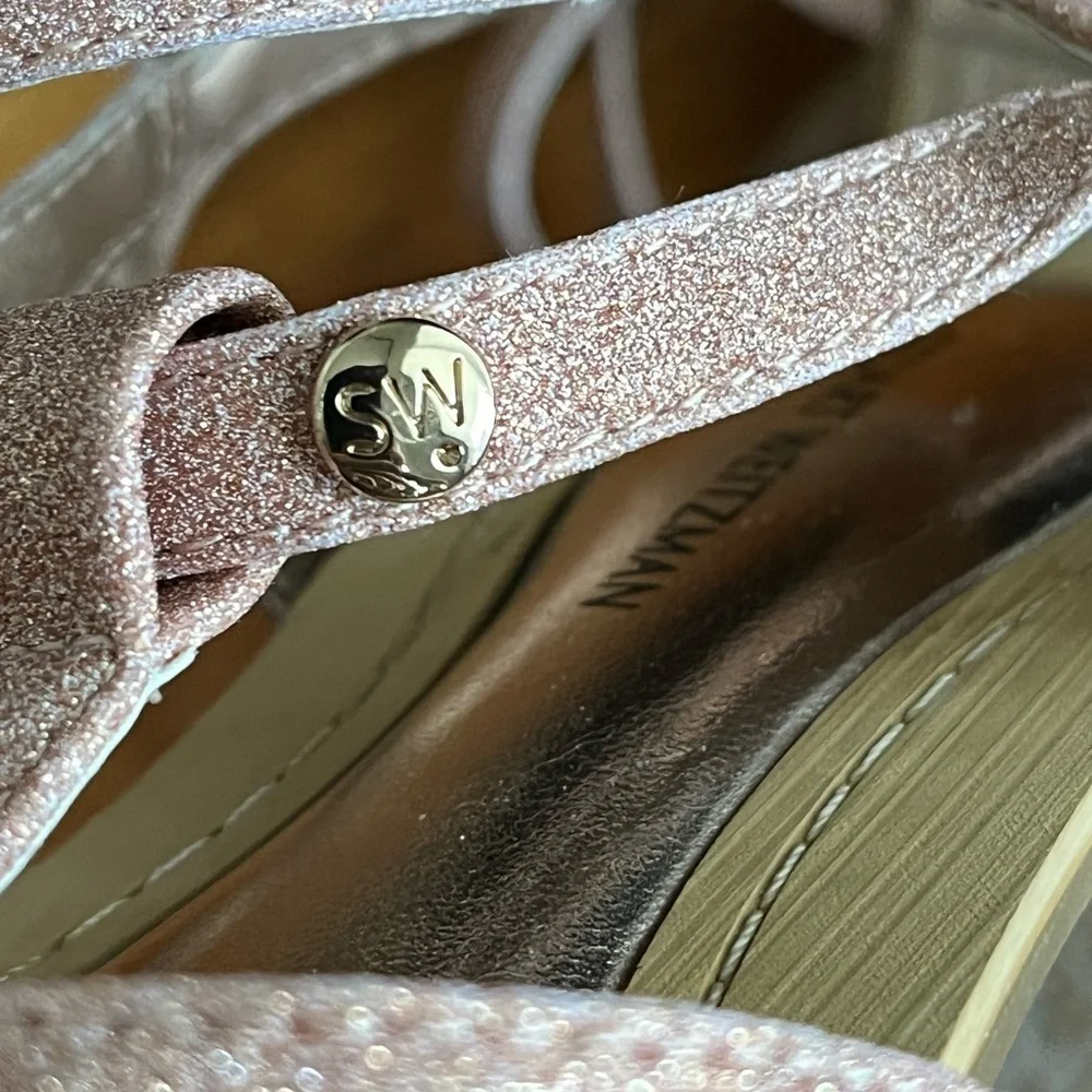 Stuart Weitzman Girls Rose Gold glitter, NEW